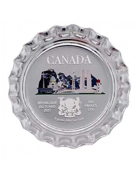 CANADA World Landmarks Bottle Cap Silver Proof Coin 500 Francs Chad 2021 - Coins & More - Tchad