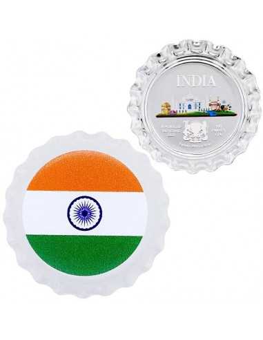 INDIA World Landmarks Bottle Cap Silver Proof Coin 500 Francs Chad 2021 - Coins & More - Tchad