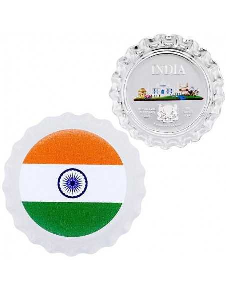 INDIA World Landmarks Bottle Cap Silver Proof Coin 500 Francs Chad 2021 - Coins & More - Tchad