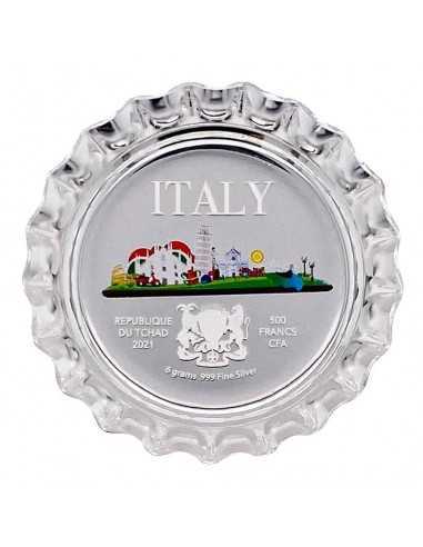 ITALY World Landmarks Bottle Cap Silver Proof Coin 500 Francs Chad 2021 - Coins & More - Tchad