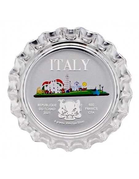 ITALY World Landmarks Bottle Cap Silver Proof Coin 500 Francs Chad 2021 - Coins & More - Tchad