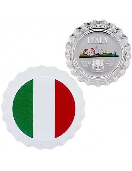 ITALY World Landmarks Bottle Cap Silver Proof Coin 500 Francs Chad 2021 - Coins & More - Tchad