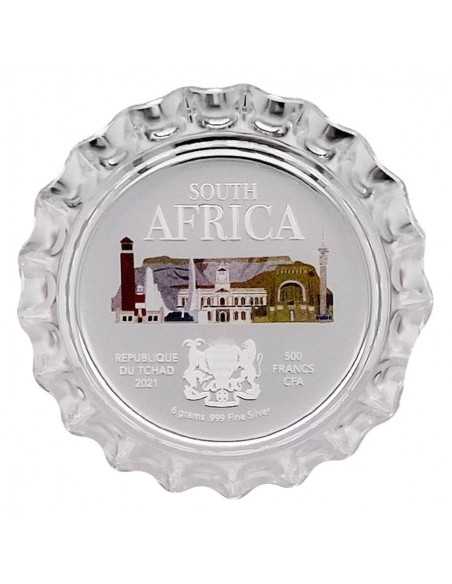 SOUTH AFRICA World Landmarks Bottle Cap Silver Proof Coin 500 Francs Chad 2021 - Coins & More - Chad