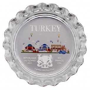 TURKEY World Landmarks Bottle Cap Silver Proof Coin 500 Francs Chad 2021 2