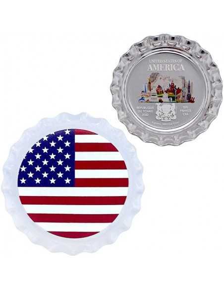 USA World Landmarks Bottle Cap Silver Proof Coin 500 Francs Chad 2021 - Coins & More - Tchad