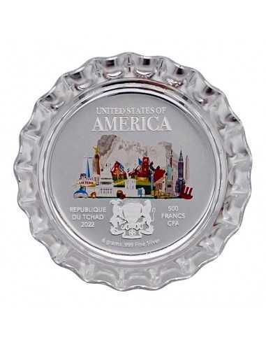 USA World Landmarks Bottle Cap Silver Proof Coin 500 Francs Chad 2021 - Coins & More - Tchad