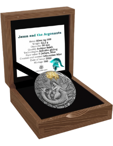 JASON AND THE ARGONAUTS Myths Of Love 2 Oz Silver Coin 5$ Niue 2022 - Coins & More - Mitologia, Leggende e Folclore