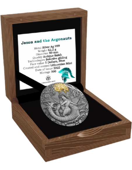 JASON AND THE ARGONAUTS Myths Of Love 2 Oz Silver Coin 5$ Niue 2022 - Coins & More - Mitologia, Leggende e Folclore