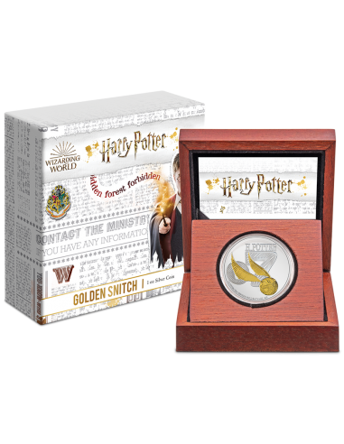 THE GOLDEN SNITCH Harry Potter 1 Oz Silver Proof Coin 2$ Niue 2022 - Coins & More - Films et Séries