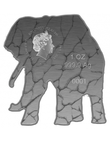 AFRICAN ELEPHANT Animals of Africa 1 Oz Silver Coin 2$ Solomon Islands 2021
