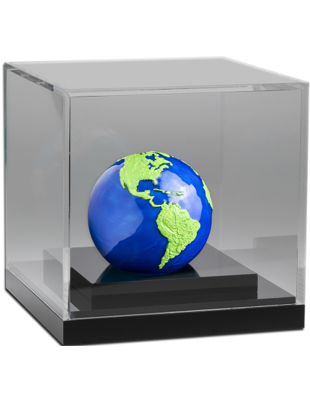 BLUE MARBLE Green Planet Earth Spherical 3 Oz Silver Coin 5$ Barbados 2022 - Coins & More - Barbade