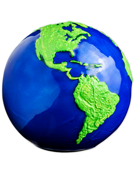 BLUE MARBLE Green Planet Earth Spherical 3 Oz Silver Coin 5$ Barbados 2022 - Coins & More - Barbade