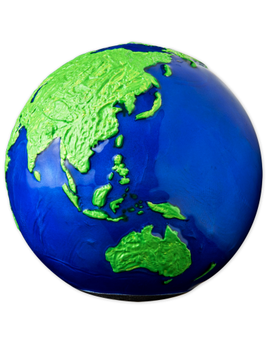 BLUE MARBLE Green Planet Earth Spherical 3 Oz Silver Coin 5$ Barbados 2022 - Coins & More - Barbade