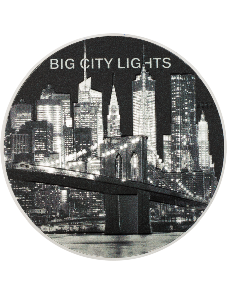 NEW YORK Big City Lights 1 Oz Silver Coin 5$ Cook Islands 2022 - Coins & More - Art and Architecture