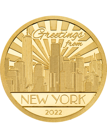 NEW YORK Big City Lights Gold Coin 5$ Cook Islands 2022