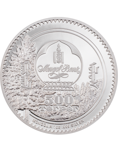 DEER Woodland Spirits 1 Oz Silver Coin 500 Togrog Mongolia 2022 - Coins & More - Mongolia