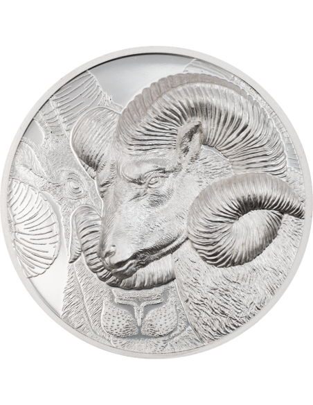 MAGNIFICENT ARGALI Wild Mongolia Ram 1 Oz Silver Coin 500 Togrog Mongolia 2022 - Coins & More - Mongolia