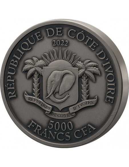 KING COBRA Big Five Asia 5 Oz Silver Coin 5000 Francs Ivory Coast 2022 - Coins & More - Costa d'Avorio