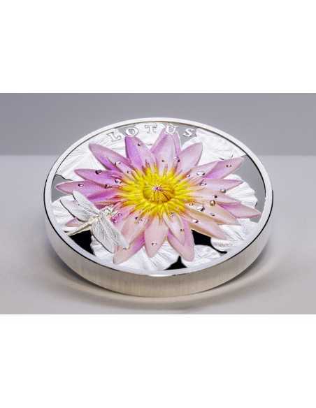 THE LOTUS High Relief Flowers and Leaves 2 Oz Silver Coin 10$ Palau 2022 - Coins & More - Palau