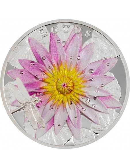 THE LOTUS High Relief Flowers and Leaves 2 OzSilver Coin 10$ Palau 2022 - Coins & More - Palau