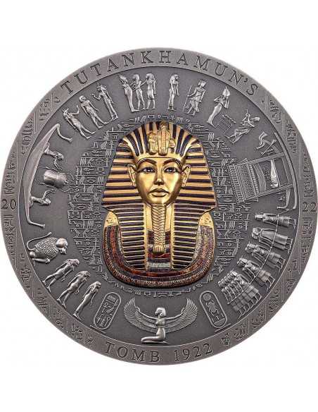 TUTANKHAMUN'S TOMB Colorized Archeology & Symbolism 3 Oz Silver Coin 20$ Cook Islands 2022