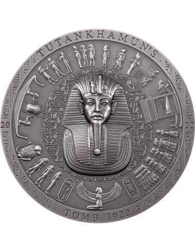 TUTANKHAMUN'S TOMB Antiqued Archeology & Symbolism 3 Oz Silver Coin 20$ Cook Islands 2022 - Coins & More - Cook Islands