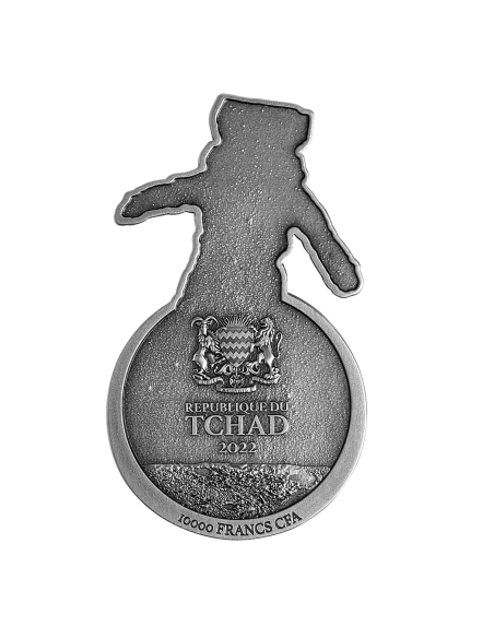 ASTRONAUT ON THE MOON ANTIQUED 2 Oz Pure Silver Coin 10000 Francs Tchad 2022 - Coins & More - Chad