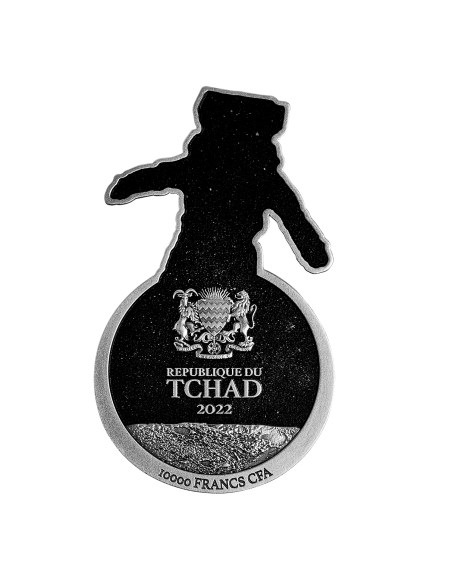 ASTRONAUT ON THE MOON COLORED 2 Oz Pure Silver Coin 10000 Francs Tchad 2022 - Coins & More - Tschad