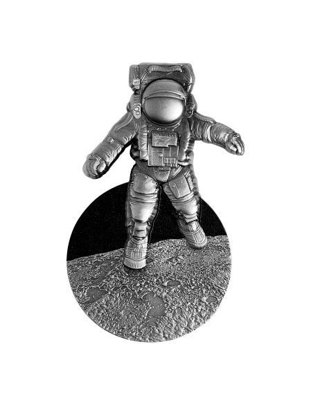 ASTRONAUT ON THE MOON COLORED 2 Oz Pure Silver Coin 10000 Francs Tchad 2022 - Coins & More - Tschad