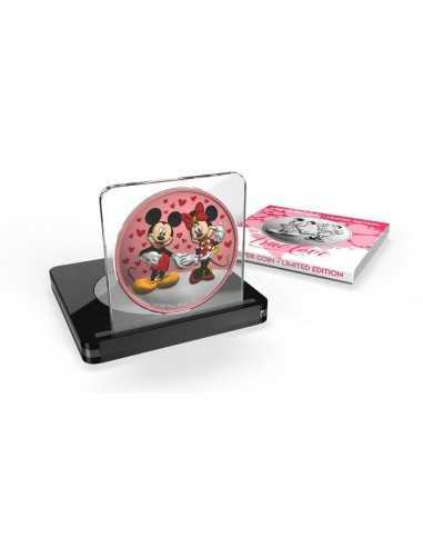 HEART OF LOVE RED Mickey & Minnie Colorized Silver 1 Oz Coin Disney 2$ Niue 2020 - Coins & More - Disney