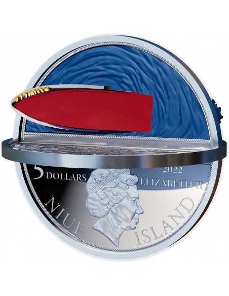 TITANIC A LEGENDARY CATASTROPHE 2 Oz 3D Silver Coin 5$ Niue 2022 - Coins & More - Niue