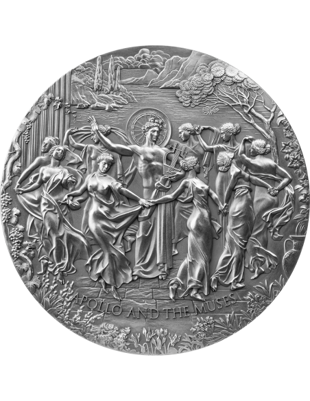 APOLLO AND THE MUSES Celestial Beauty 5 Oz Silver Coin 5000 Francs Cameroon 2022 - Coins & More - Kamerun