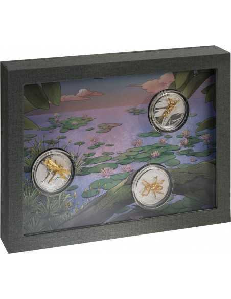 GOLDEN INSECTS II Set 3x1 Oz Silver Coins 5$ Samoa 2022 - Coins & More - Naturaleza y Animales
