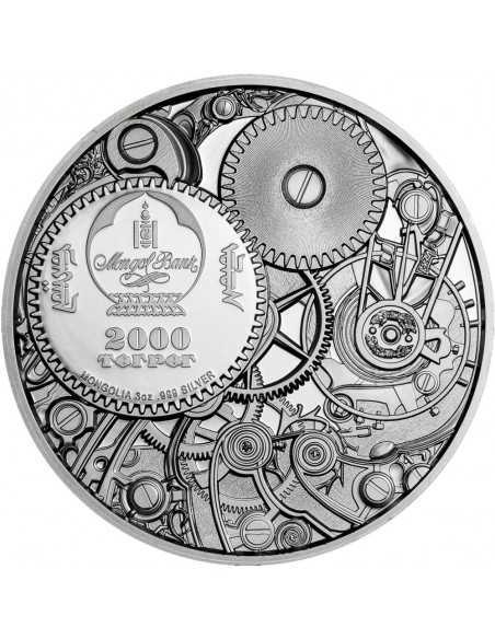MECHANICAL LADYBUG Clockwork Evolution 3 Oz Silver Coin 2000 Togrog Mongolia 2021 - Coins & More - Mongolia