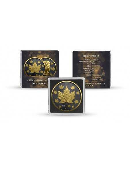 MAPLE LEAF - GOLDEN RING 2022 1 Oz Silver Ruthenium & Gold Coin 5$ Dollar Maple Leaf - Coins & More - Trends