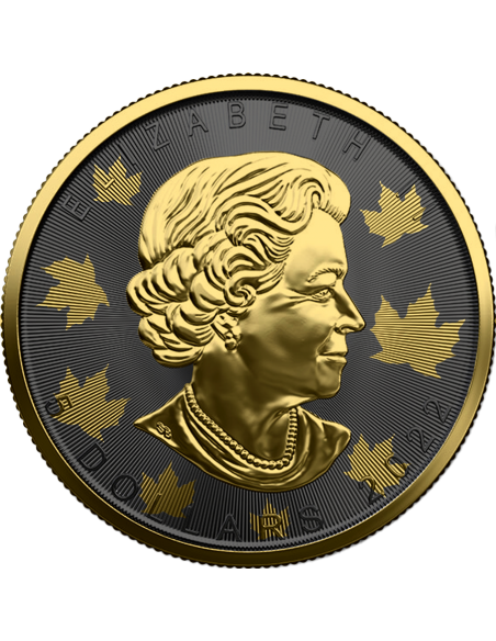 MAPLE LEAF - GOLDEN RING 2022 1 Oz Silver Ruthenium & Gold Coin 5$ Dollar Maple Leaf - Coins & More - Trends