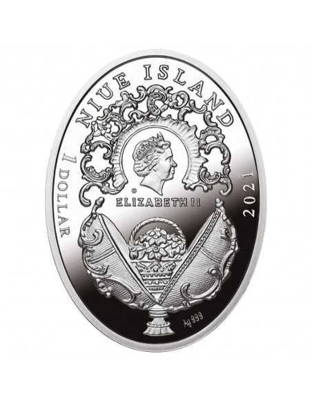 FLOWER BASKET EGG Faberge Silver Coin 1$ Niue 2021 - Coins & More - Gift ideas