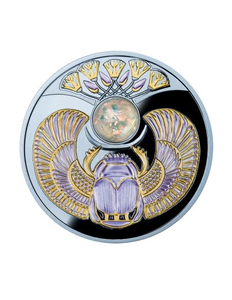 CRYSTAL SCARABAEUS Ancient Symbol Silver coin 1$ Niue 2022 - Coins & More - Egipto