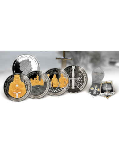 LEGEND OF KING ARTHUR Set 4x1 Oz Silver Coins 5$ Samoa 2022