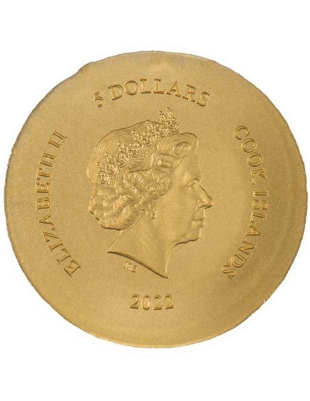 TORTOISE Turtle Gold Coin 5$ Dollars Cook Islands 2022