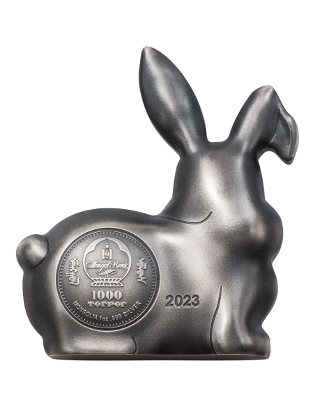SWEET SILVER RABBIT 1 Oz Silver Coin 1000 Togrog Mongolia 2023 - Coins & More - Mongolia