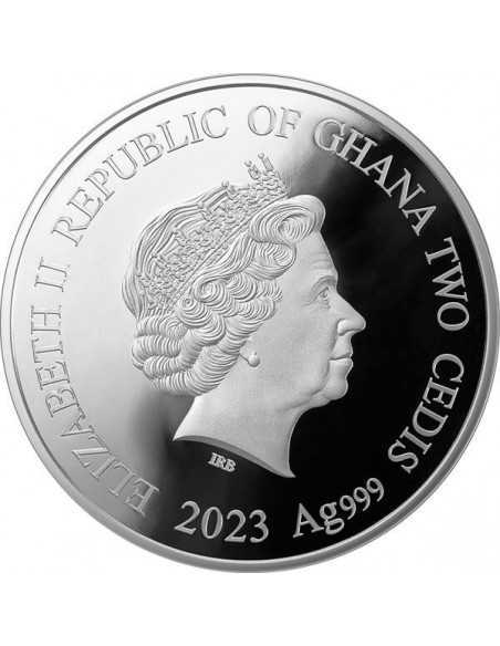 YEAR OF THE RABBIT Lunar Year 1/2 Oz Silver Proof Coin 2 Cedis Ghana 2023 - Coins & More - Africa