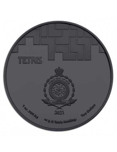 TETRIS™ St Basil's Cathedral Black 1 Oz Silver & Ruthenium Colorized Coin 2$ Dollars Niue 2021 - Coins & More - Niue