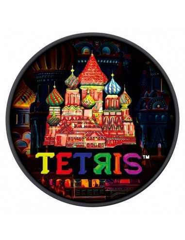 TETRIS™ St Basil's Cathedral Black 1 Oz Silver & Ruthenium Colorized Coin 2$ Dollars Niue 2021 - Coins & More - Niue