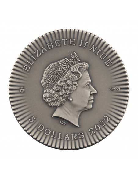 ELIZABETH I Women Queen of England 2 Oz Silver Coin 5$ Niue 2022 - Coins & More - Niue