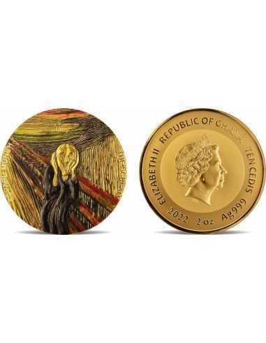SCREAM Edvard Munch 2 Oz Silver Coin 10 Cedis Ghana 2022 - Coins & More - Ghana