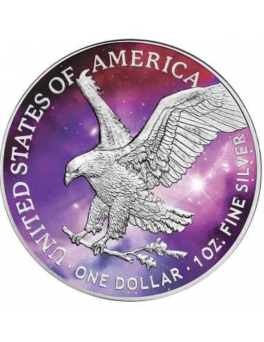 SILVER EAGLE - GLOWING GALAXY IV Edition 1 Oz Silver Glow In Dark Coin 1$ Dollar USA 2022 - Coins & More - Usa