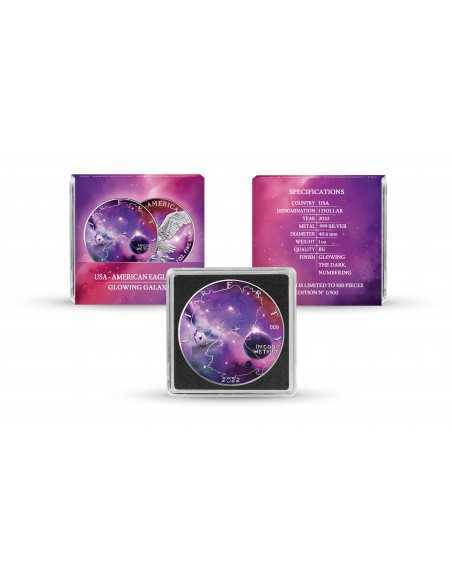 SILVER EAGLE - GLOWING GALAXY IV Edition 1 Oz Silver Glow In Dark Coin 1$ Dollar USA 2022 - Coins & More - Usa