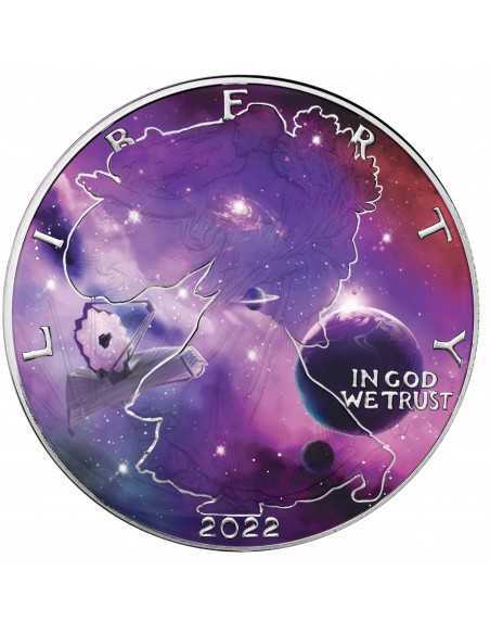 SILVER EAGLE - GLOWING GALAXY IV Edition 1 Oz Silver Glow In Dark Coin 1$ Dollar USA 2022 - Coins & More - Usa