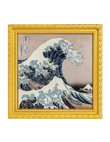 THE GREAT WAVE OF KANAGAWA 2 Oz Gold Plated Silver & 33.5 Copper Coin 10000 Francs Chad 2022 - Coins & More - Tchad